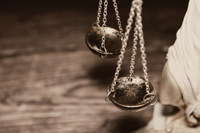Monochrome scales of justice
