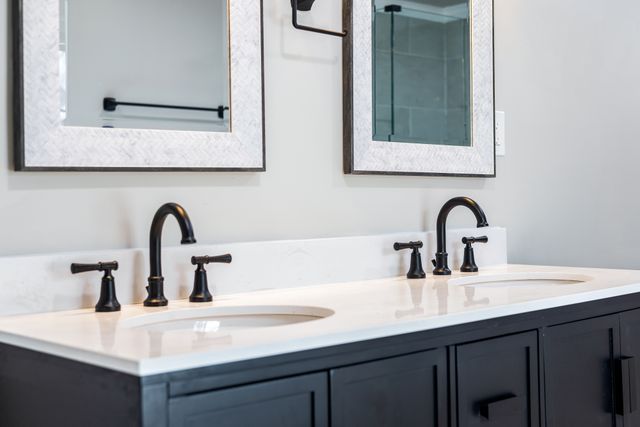 bathroom vanity with two sinks